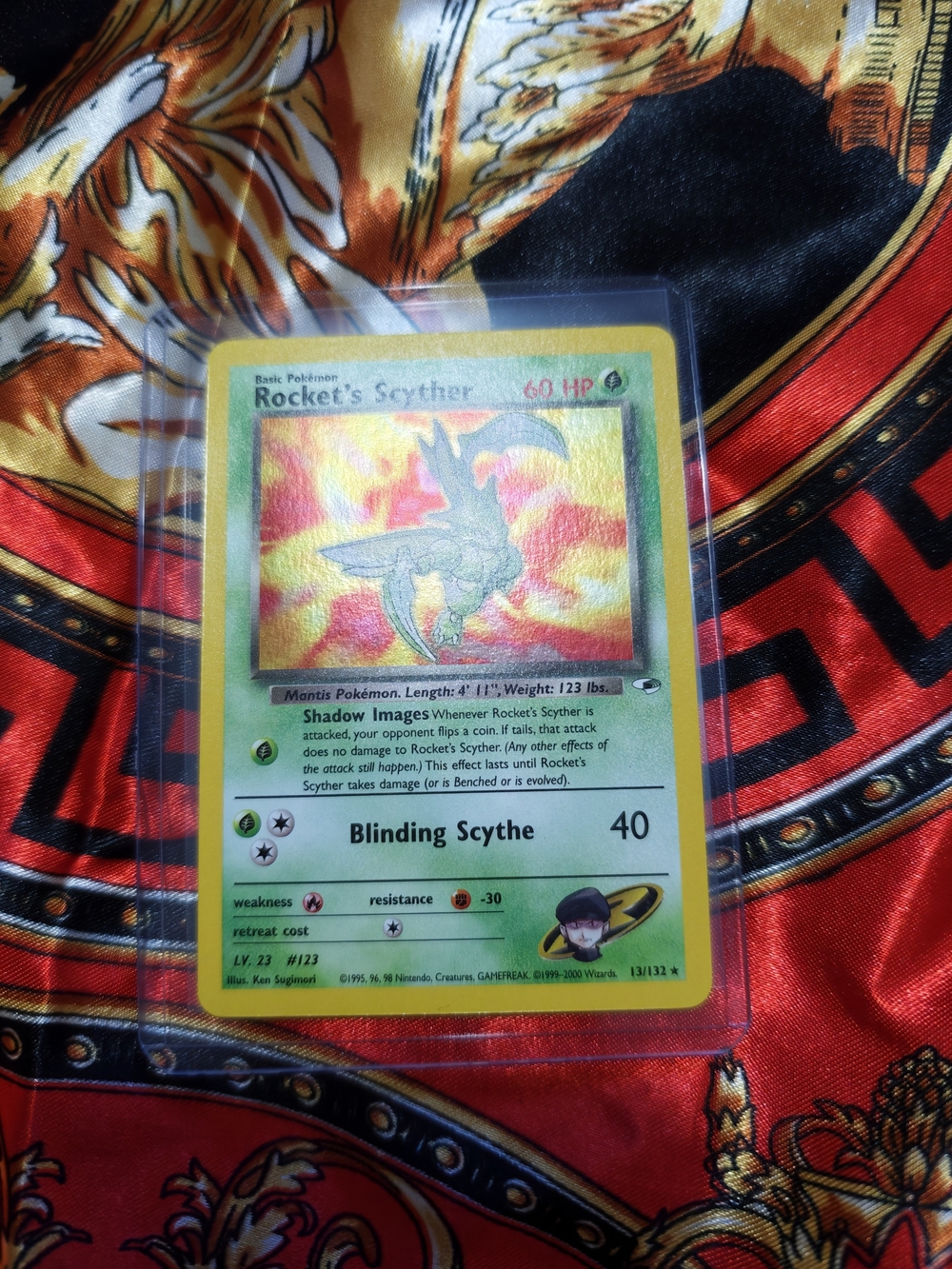 Pokemon Rocket's Scyther Holographic Card - Green, Yellow